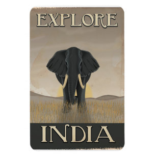 Indien Elefant Vintage Reiseplakat Magnet