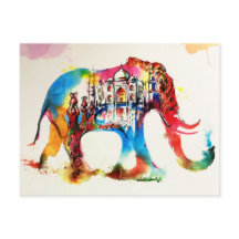 Indien Elephant Vintage Travel Liebe Wassercolor
