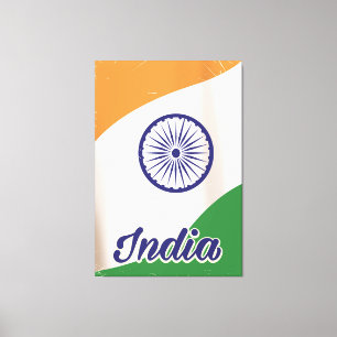 Indien Flag Vintage Reiseplakat. Leinwanddruck