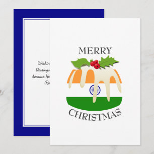 INDIEN FLAG   Weihnachtspudding   festlich Feiertagskarte