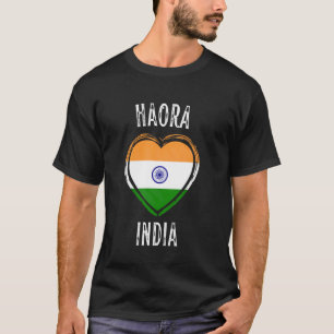 Indien-Flagge Herz Haora Stadt T-Shirt
