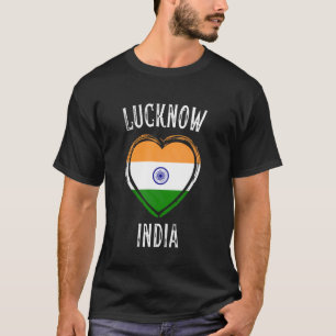 Indien-Flagge Herz Lucknow Stadt T-Shirt