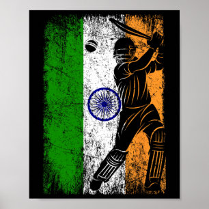 Indien-Flagge Indische Cricket-Trikot Fan Spieler  Poster
