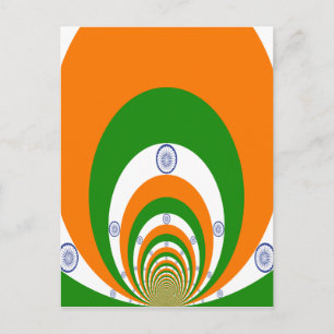 Indien-Flagge Kaleidoskop: Endlose Einheit & Patri Postkarte