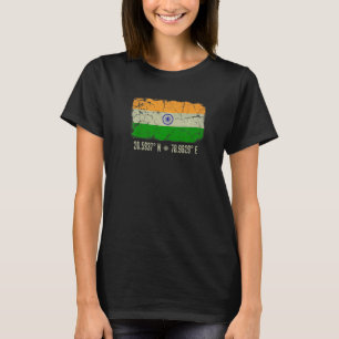 Indien-Flagge Koordinaten Männer Frauen Indisches T-Shirt