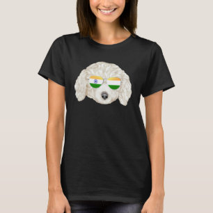 Indien-Flagge Weißer Pudel Hund Indien-Tasche T-Shirt
