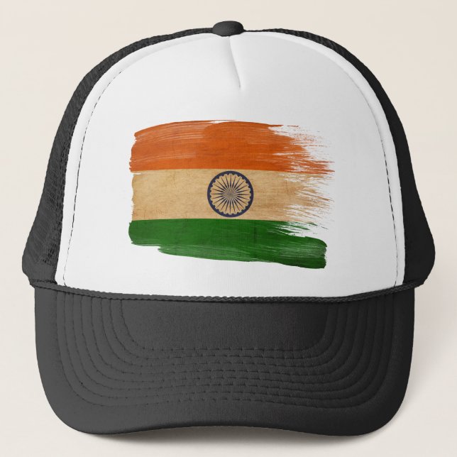 Indien-Flaggen-Fernlastfahrer-Hut Truckerkappe (Vorderseite)