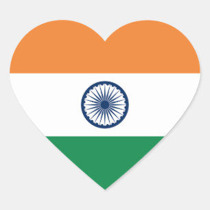 Indien-Flaggen-Herz-Aufkleber Herz-Aufkleber