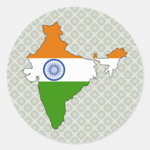 Indien-Flaggen-Karte Größengleich Runder Aufkleber
