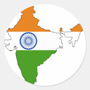 Indien-Flaggenkarte Runder Aufkleber