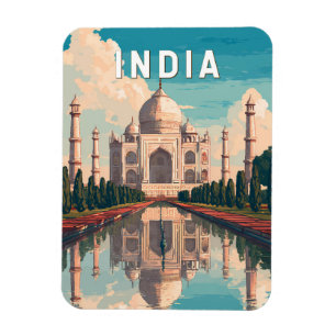 Indien Illustration Reise Kunst Vintage Magnet