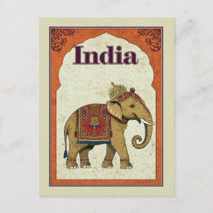 Indien Illustrierter Königlicher Elefant Kunst Postkarte