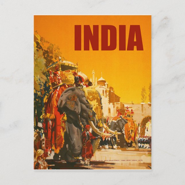 Indien, Indische Elefantenstadt-Parade Postkarte (Vorderseite)