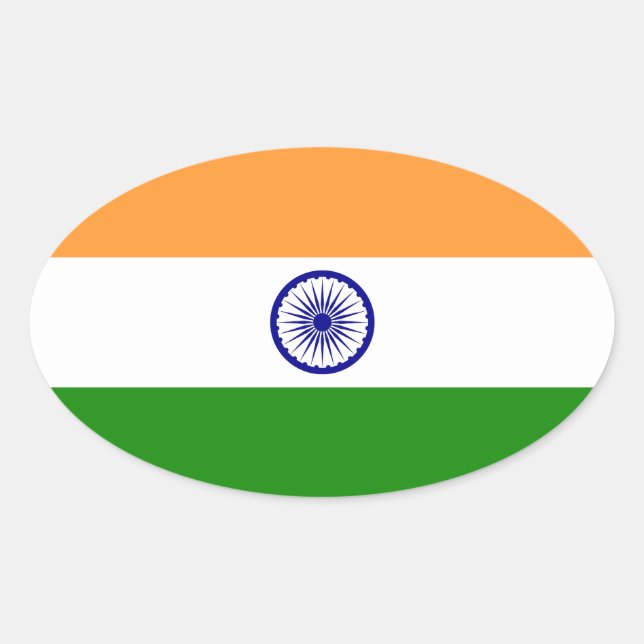 Indien - Indische Nationalflagge Ovaler Aufkleber (Vorderseite)