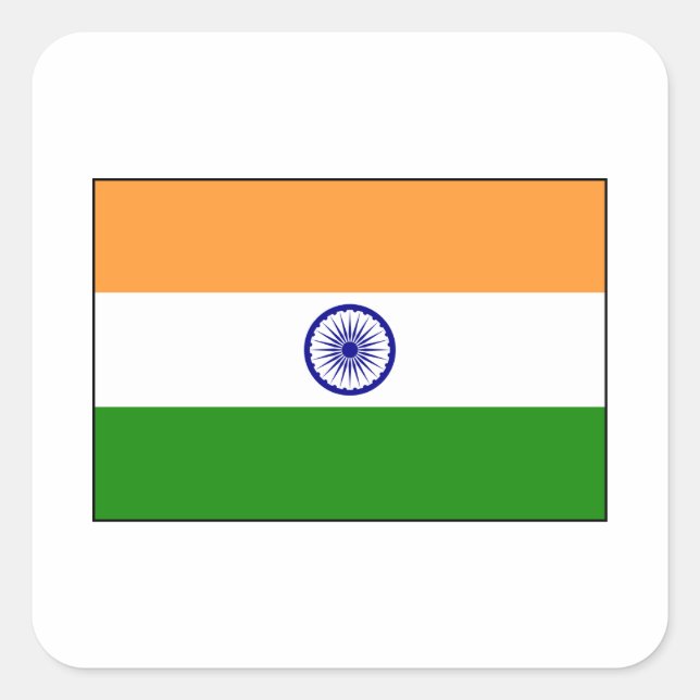 Indien - Indische Nationalflagge Quadratischer Aufkleber (Vorderseite)