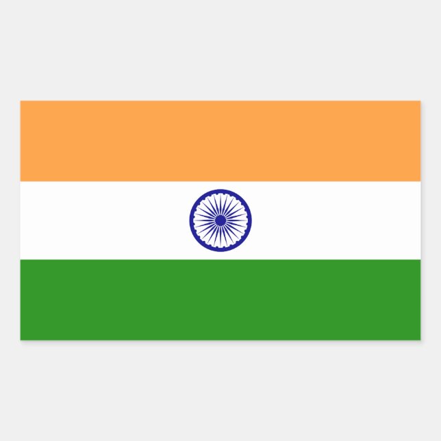 Indien - Indische Nationalflagge Rechteckiger Aufkleber (Vorderseite)