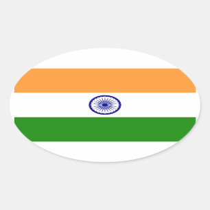 Indien - indische Staatsflagge Ovaler Aufkleber