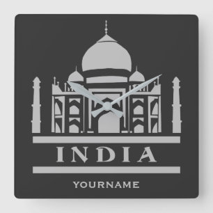 INDIEN individuelle Name und Farbe Quadratische Wanduhr