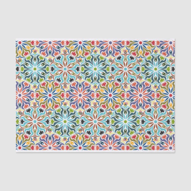 Indien Inspirierte Abstraktes geometrisches Muster Seidenpapier (Vorderseite)