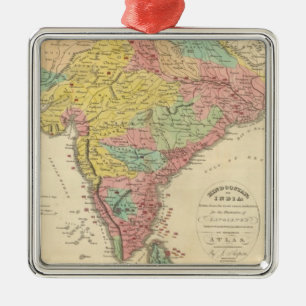 Indien-Kämpfe und Seiges Chonology Karte Silbernes Ornament