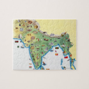 Indien, Karte mit Illustrationen