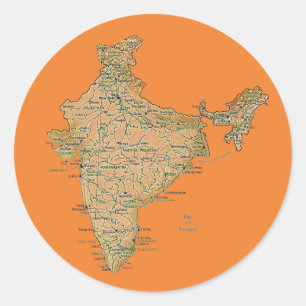 Indien-Karten-Aufkleber Runder Aufkleber