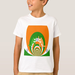 Indien Kricket Geist Abstraktes Design T-Shirt
