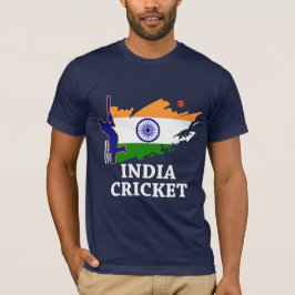 Indien-Kricket mit indischer Flagge - Schlaganfall T-Shirt