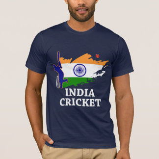 Indien-Kricket mit indischer Flagge - Schlaganfall T-Shirt