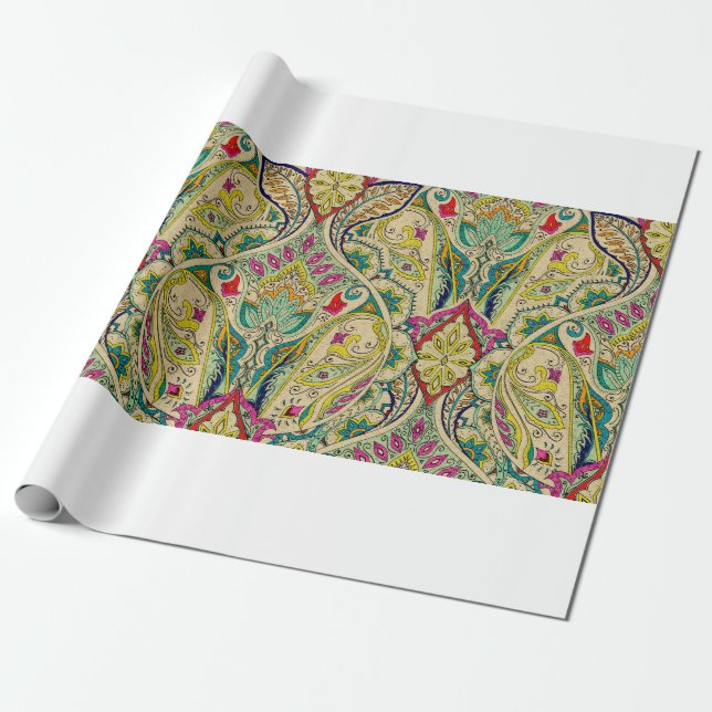 Indien nahtlos paisley Muster, dekorative Grenze. Geschenkpapier (Ungerollt)