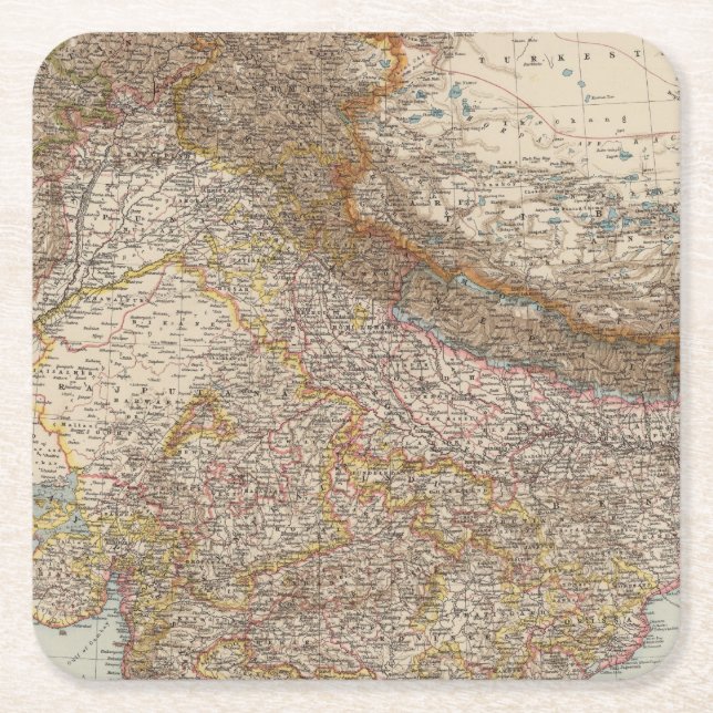 Indien Nord Rechteckiger Pappuntersetzer (Vorderseite)