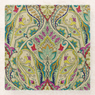 Indien paisley Muster, böhmische Grenze. Glasuntersetzer