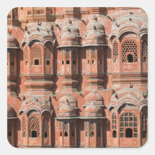 INDIEN, Rajasthan, Jaipur: Hawa Mahal (Palast des  Quadratischer Aufkleber