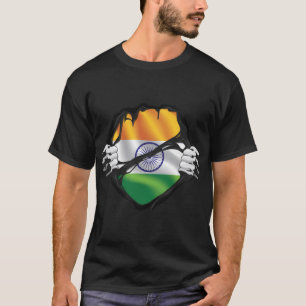 Indien Reine Roots Flag Schwarz T-Shirt