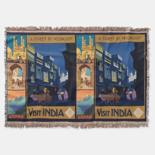 Indien Reiseplakat Collage Wurfdecke Decke