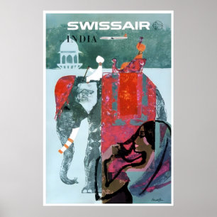 Indien Reiseplakat Elefantenkunst Indischer Druck Poster