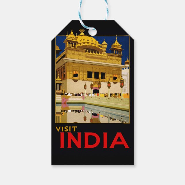 Indien Reiseplakat indische Vintage Kunst Geschenkanhänger (Vorderseite)