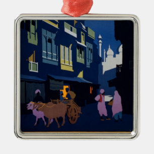 Indien Reiseplakatdekoration Silbernes Ornament