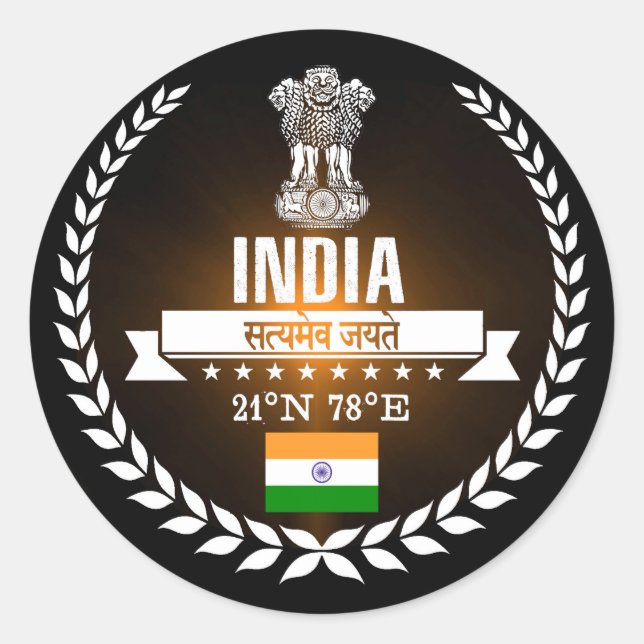 Indien Runder Aufkleber (Vorderseite)
