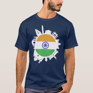 Indien Skyline India Flag Delhi Mumbai Chennai Kol T-Shirt