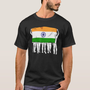 Indien Stolz Tag der Flagge Hindi Land Ashok Chakr T-Shirt