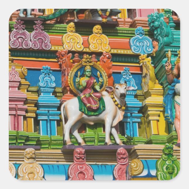 INDIEN, Tamil Nadu, Chennai: Kapaleeshwarar Quadratischer Aufkleber (Vorderseite)