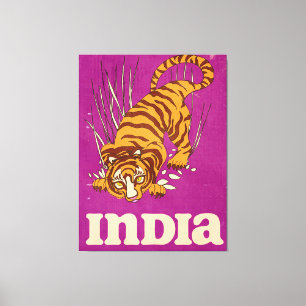 Indien Tiger Vintage-Reiseposter Leinwanddruck