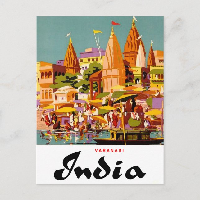 Indien, traditionelle Gebäude in der Stadt Varanas Postkarte (Vorderseite)