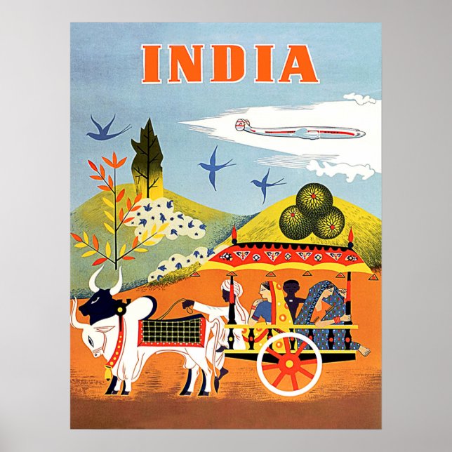 Indien, traditionelle Kunst, Menschen in Streitwag Poster (Vorne)