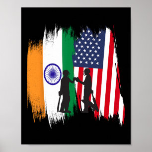 Indien und Amerika Cricket patriotisches Geschenk Poster