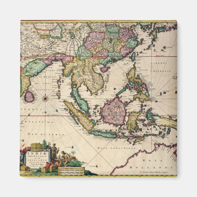 Indien und Ceylon nach Australien Magnet (Vorne)