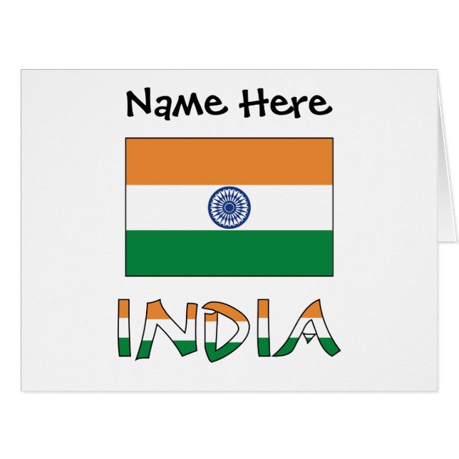 Indien und Indische Flagge Personalisiert (Vorderseite (Horizontal))