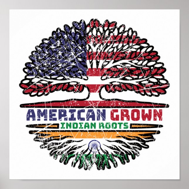 Indien USA USA USA Staaten Tree Poster (Vorne)