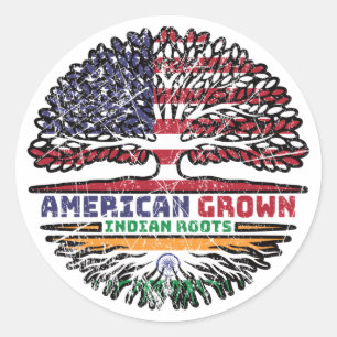 Indien USA USA USA Staaten Tree Runder Aufkleber